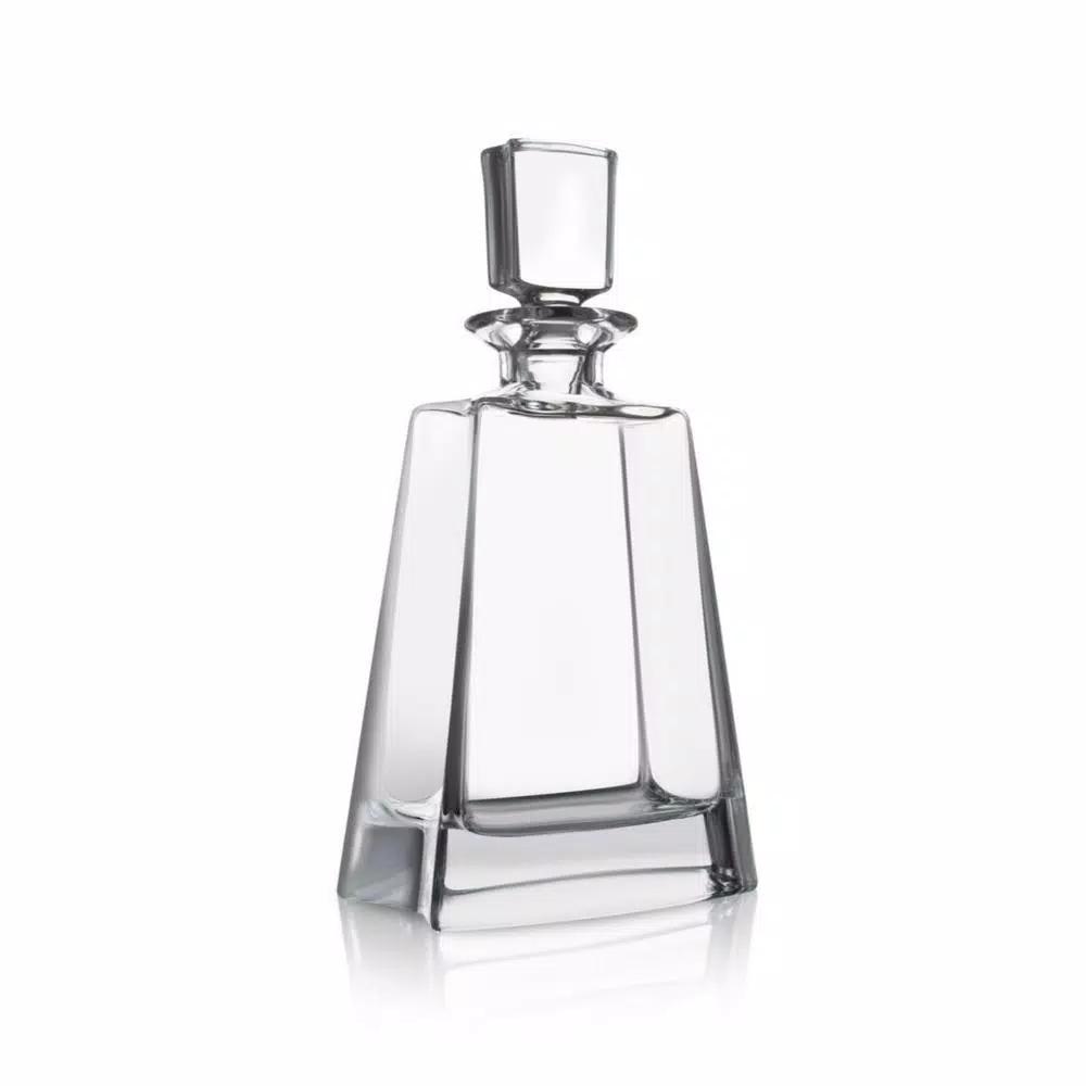JoyJolt Luna Crystal Whiskey Decanter with Stopper, 23.5 oz Clear Rectangular Glass Decanter
