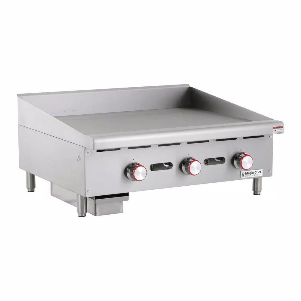 Magic Chef 36 in. Commercial Thermostatic Countertop Gas Griddle, Stainless Steel