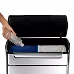 simplehuman 48-Liter Dual-Bucket Touch-Bar Recycling Trash Can, Brushed Stainless Steel thumbnail 6