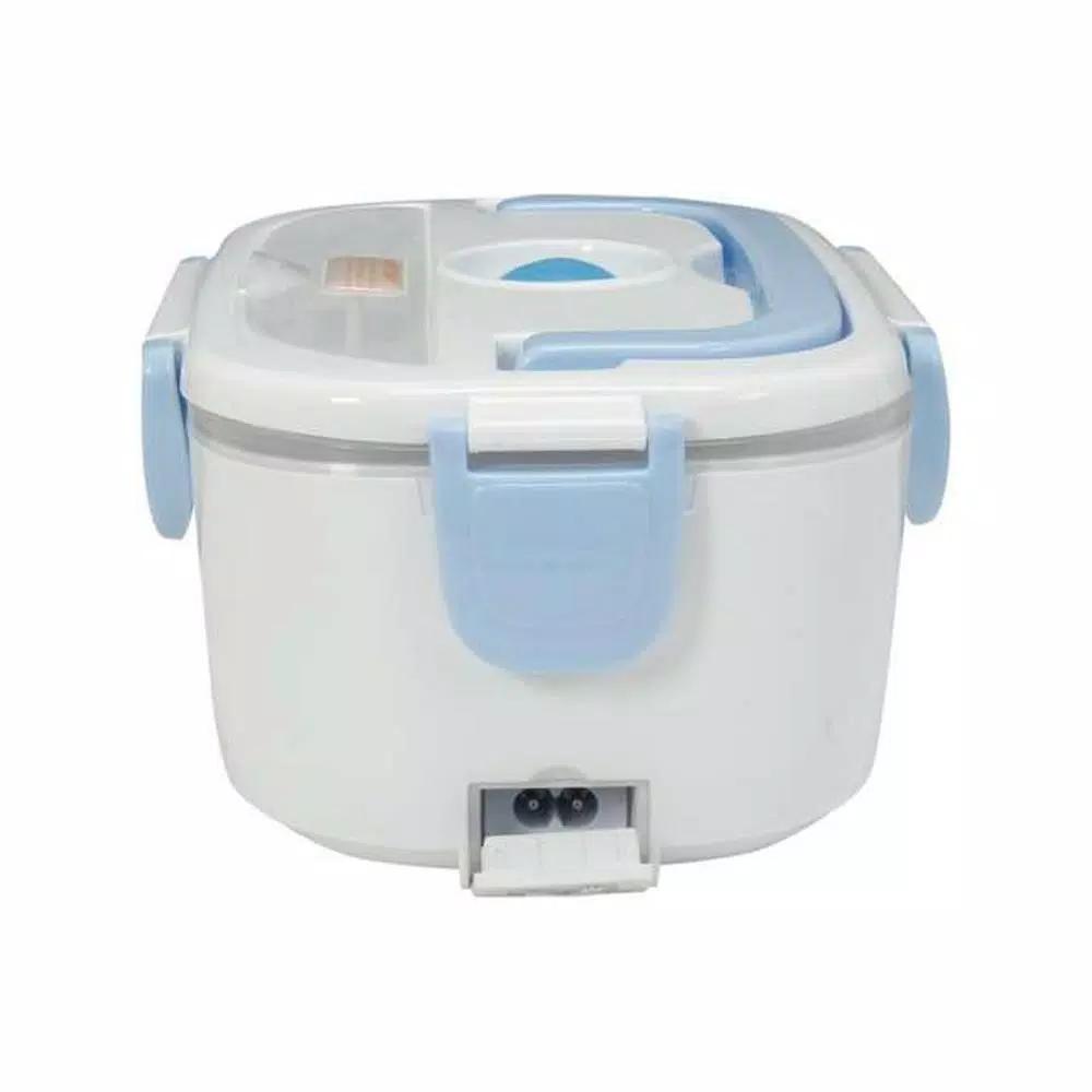 Tayama EHB-01 Electric Heating Lunch Box with Handle - White & Light Blue