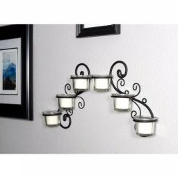 Stonebriar Collection Stonebriar Black Metal Ivy Swirl Candle Wall Sconce Set of 2 thumbnail 4