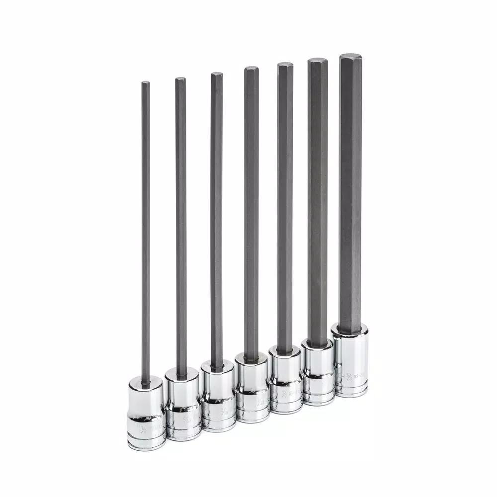 GearWrench 3/8 in. Drive Long Length Hex Bit SAE Socket Set, 7-Piece