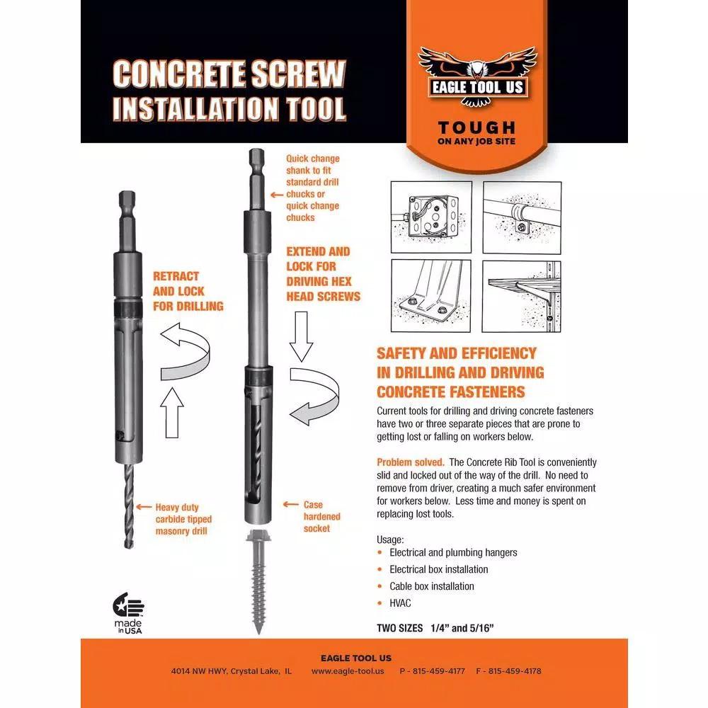 Eagle Tool US Eagle Tool 5/16 in. Concrete Drill and Drive Tool with 3/16 in. Retractable Masonry Bit