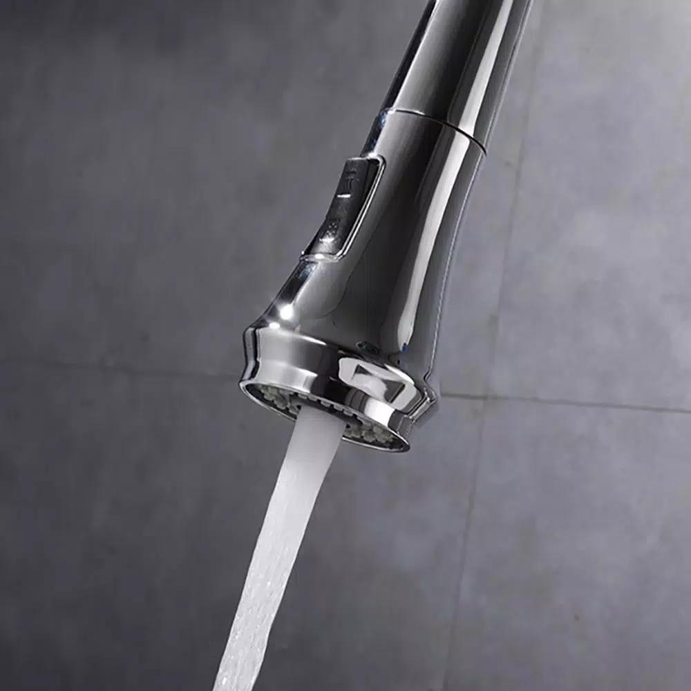 Vanity Art Chrome Single-Handle Pull-Down Kitchen Faucet with 360 Degree Swivel Spout