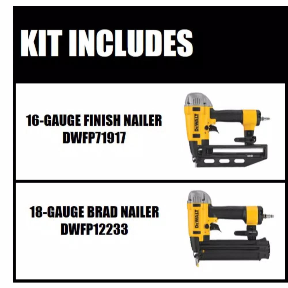 DEWALT 16-Gauge 2-1/2 in. Pneumatic Finish Nailer Kit with Bonus 18-Gauge Brad Nailer