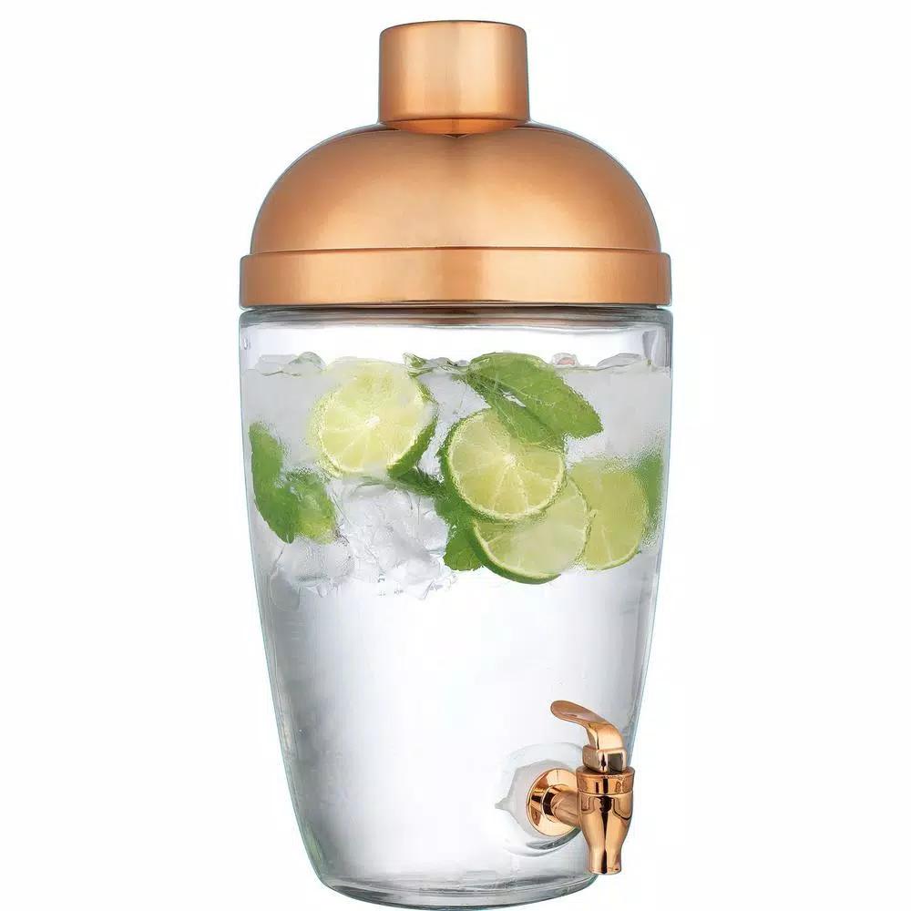 Home Essentials and Beyond 1 Gal. Glass Beverage Dispenser with Lid, Clear