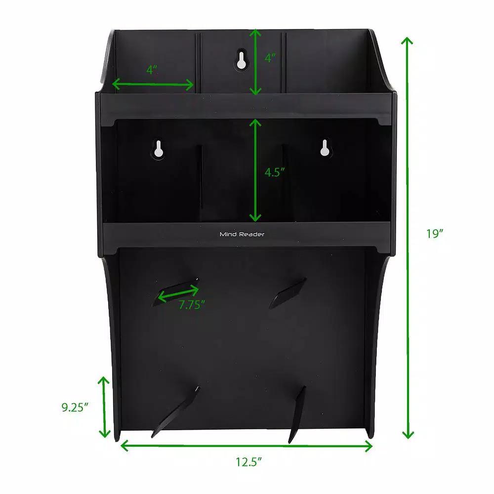 Mind Reader Wall Mount Coffee Station Organizer with 4 Mug Hooks and Heat-Resistant Pod Storage