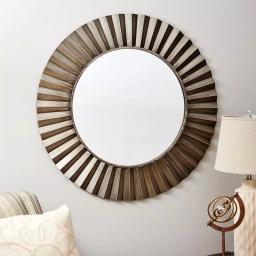 Household Essentials 37" Bronze Sunburst Round Wall Mirror - Contemporary Glam Accent Mirror thumbnail 6
