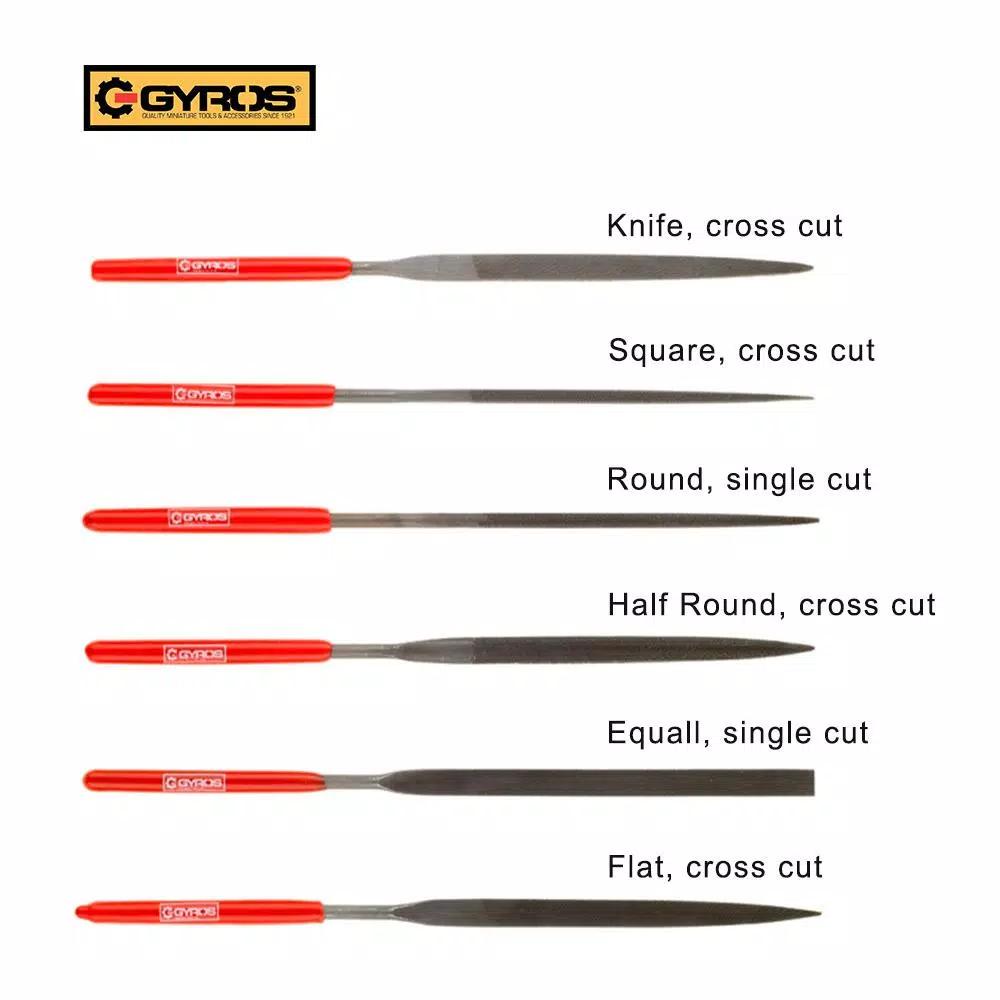 Gyros 5-1/2 in. 6-Piece Needle File Set with Rubber Grip Handles