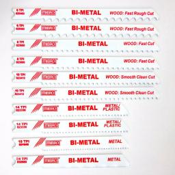 MIBRO 10-Piece Bi-Metal Jigsaw Blade Set for Wood and Metal Cutting, Universal U-Shank thumbnail 1