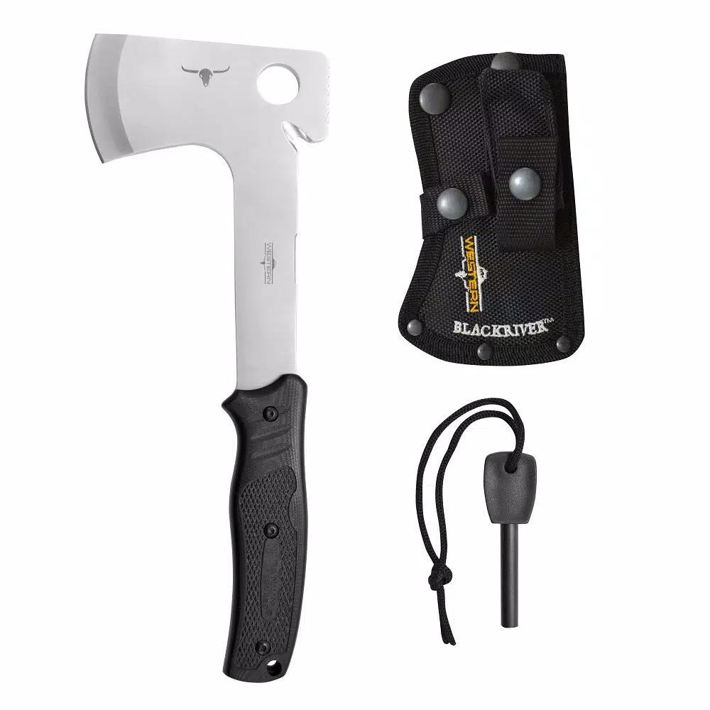 WESTERN BlackRiver 11.5 in. Titanium Bonded Blade Hatchet with Fire Starter and Ballistic Nylon Sheath