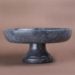 Creative Home Natural Black Marble Fruit Bowl on Pedestal, 10-inch Round Footed Centerpiece thumbnail 4