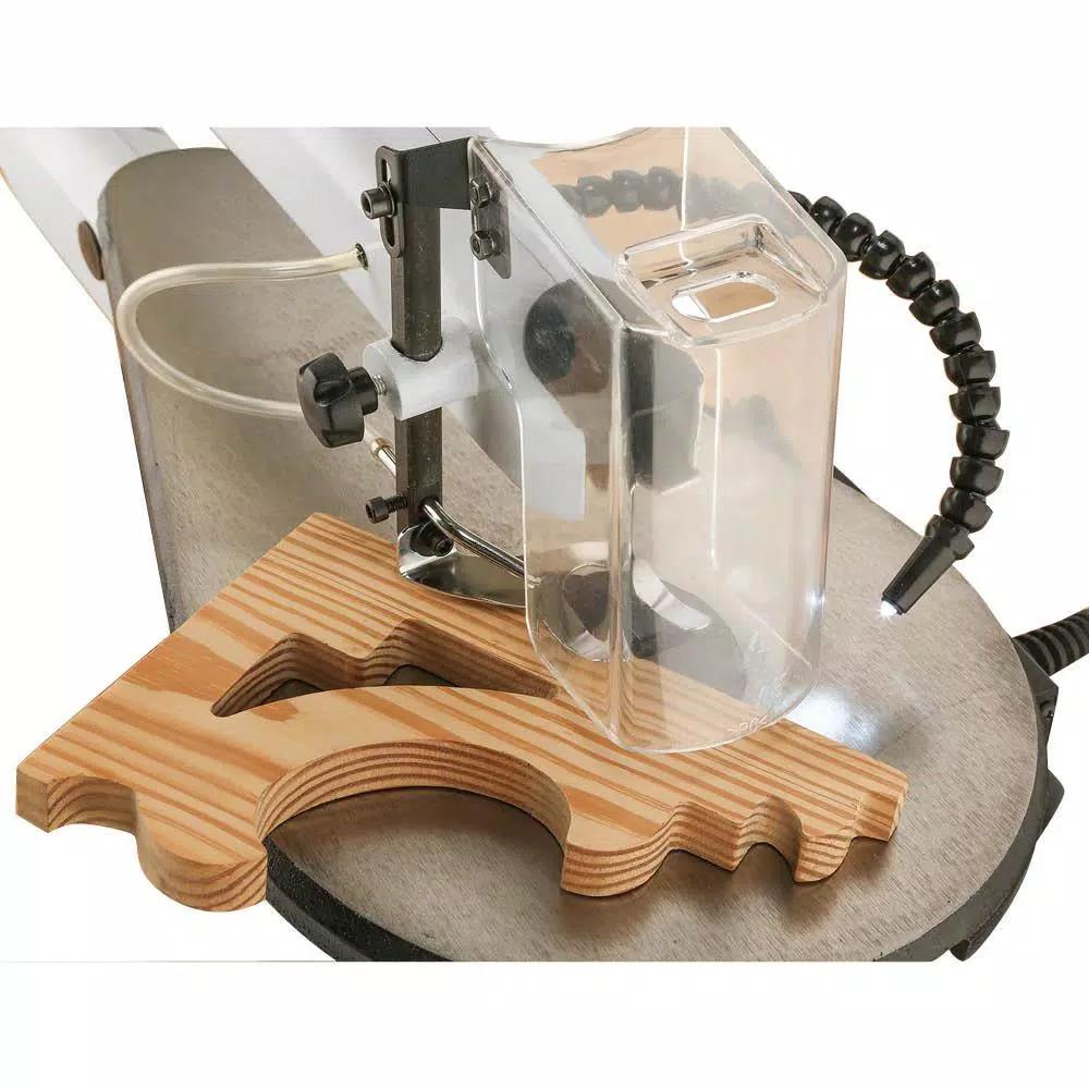 Shop Fox 18 in. VS Scroll Saw with LED Gooseneck Light and 64-Piece Rotary Tool Kit