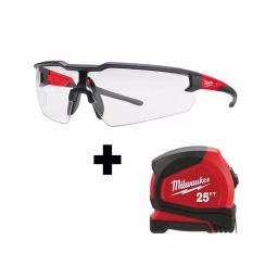 Milwaukee Safety Glasses with Clear Lenses and 25 ft. Compact Tape Measure Set thumbnail 1