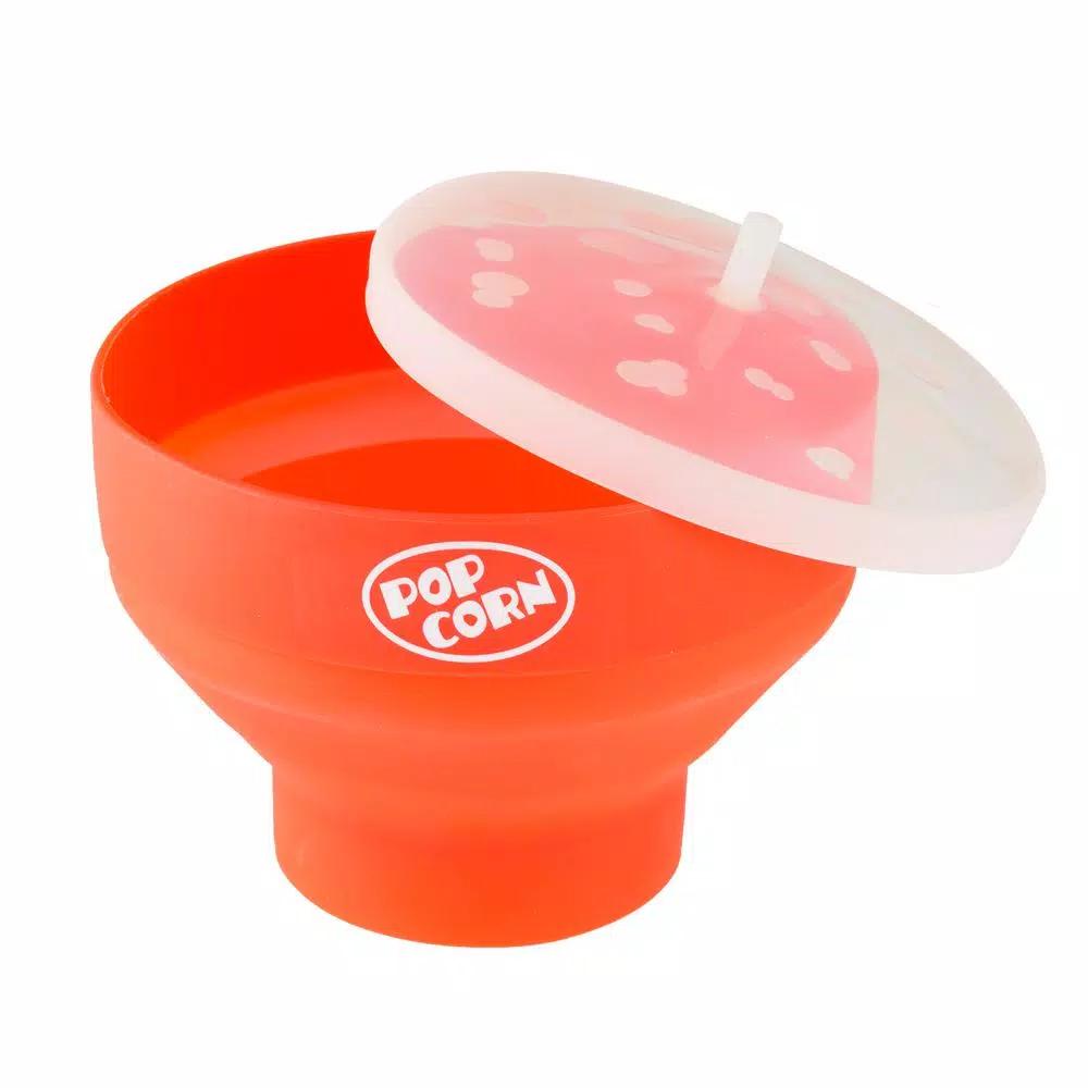 Chef Buddy Red Silicone Microwave Popcorn Popper Bowl, 80 oz Collapsible Design
