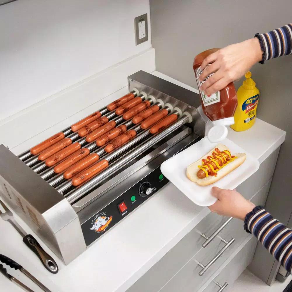 Funtime 187 sq. in. Stainless Steel Hot Dog Roller Grill, Dual Temperature Control