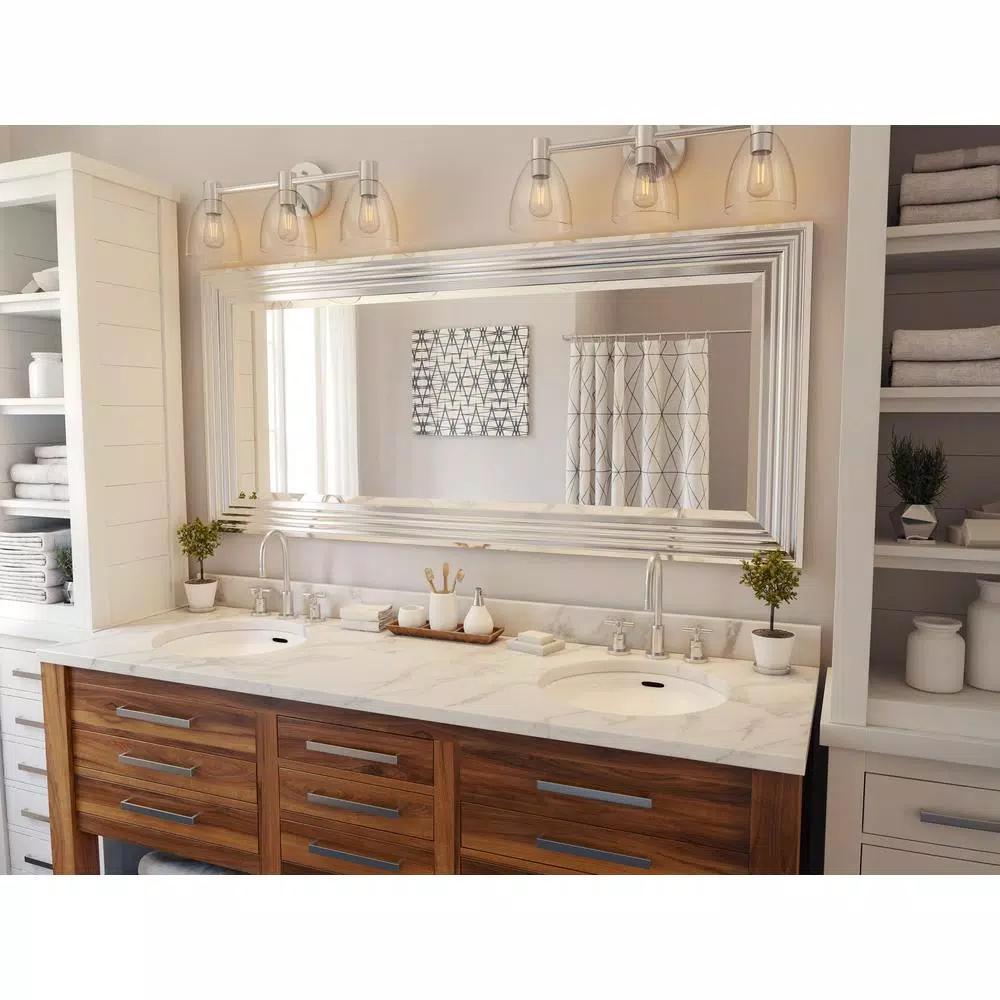 Kenroy Home Lyonesse 66 in. Oversized Chrome Composite Beveled Glass Floor Leaner Mirror with Hooks