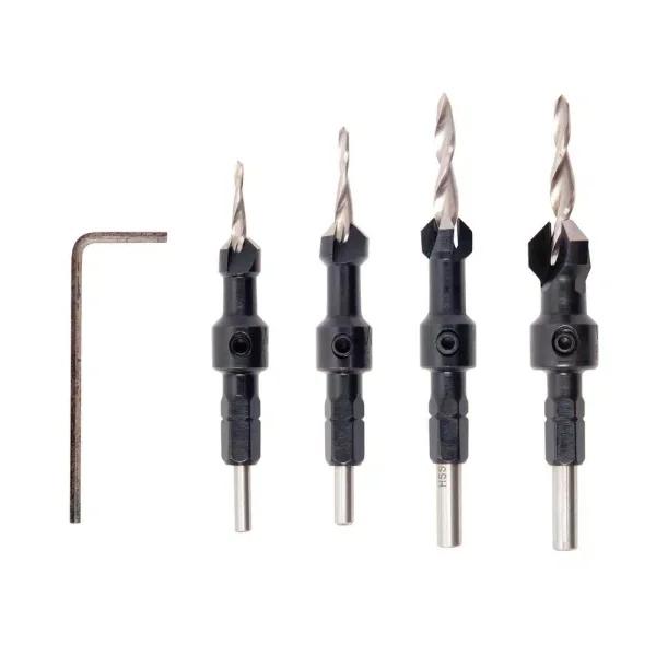 Wolfcraft 4-Piece High Speed Steel Wood Countersink and Screw Setter Set