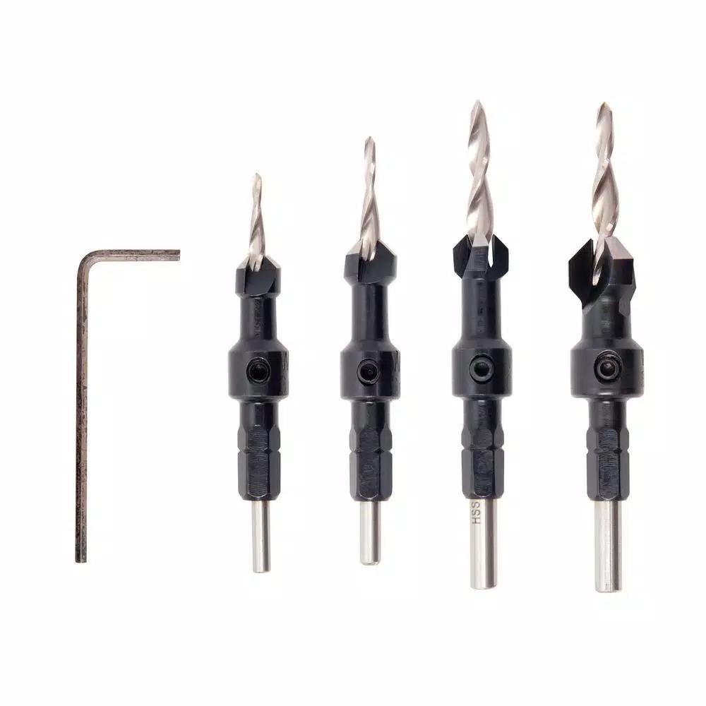 Wolfcraft 4-Piece High Speed Steel Wood Countersink and Screw Setter Set
