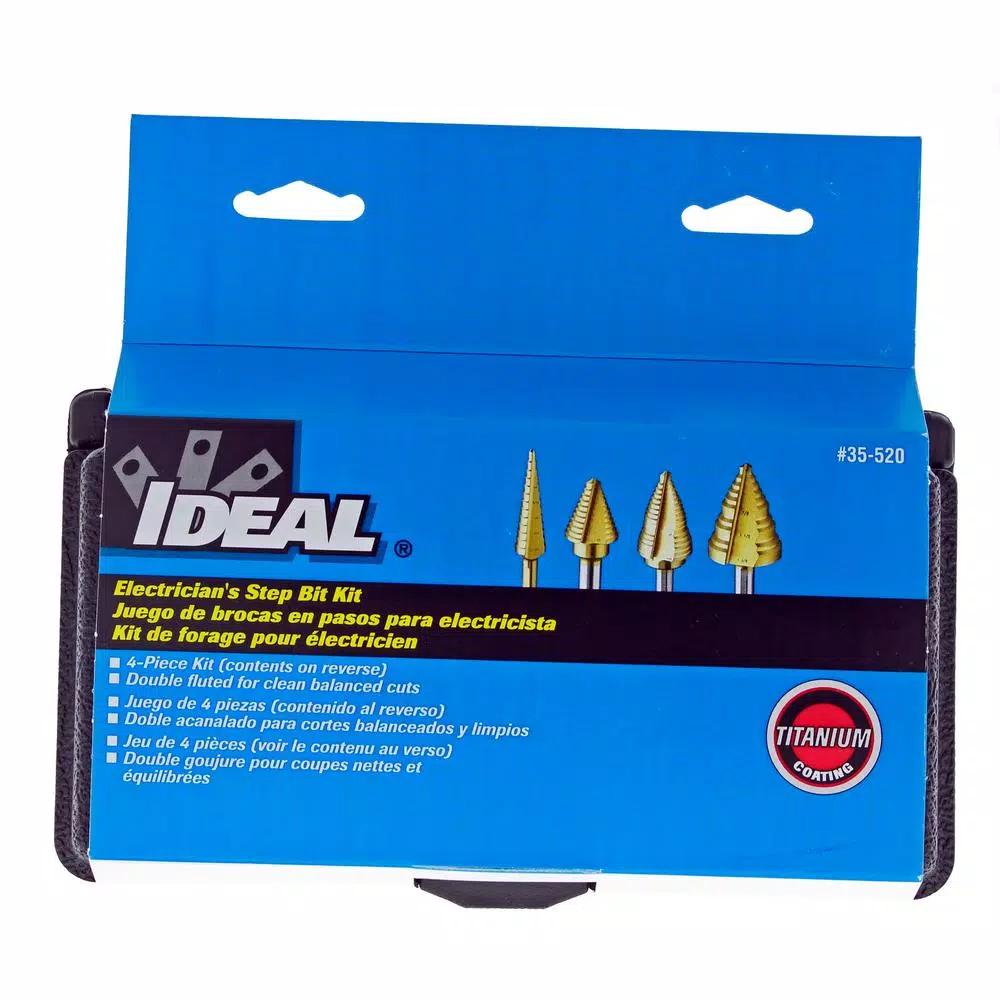 IDEAL 4-Piece Electrician's Step Bit Kit, 1/8 in. to 1-3/8 in., Titanium Nitride Coated