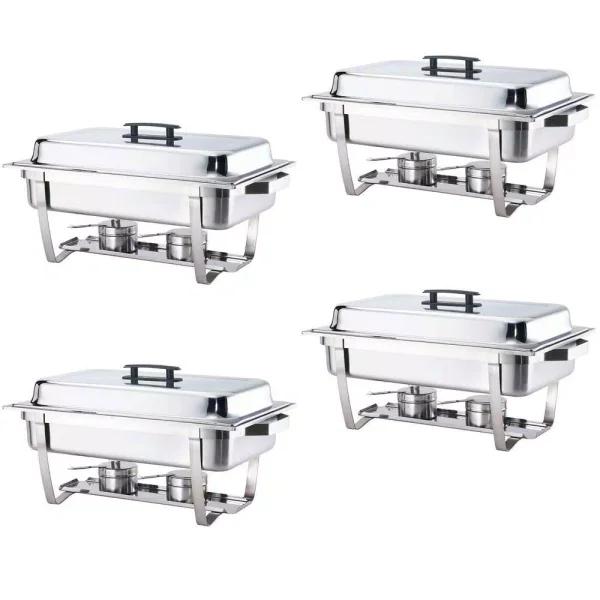 Alpha Living 8 Qt. Stainless Steel Chafing Dish Set of 4, Foldable Frame Buffet Server