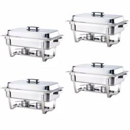 Alpha Living 8 Qt. Stainless Steel Chafing Dish Set of 4, Foldable Frame Buffet Server thumbnail 1