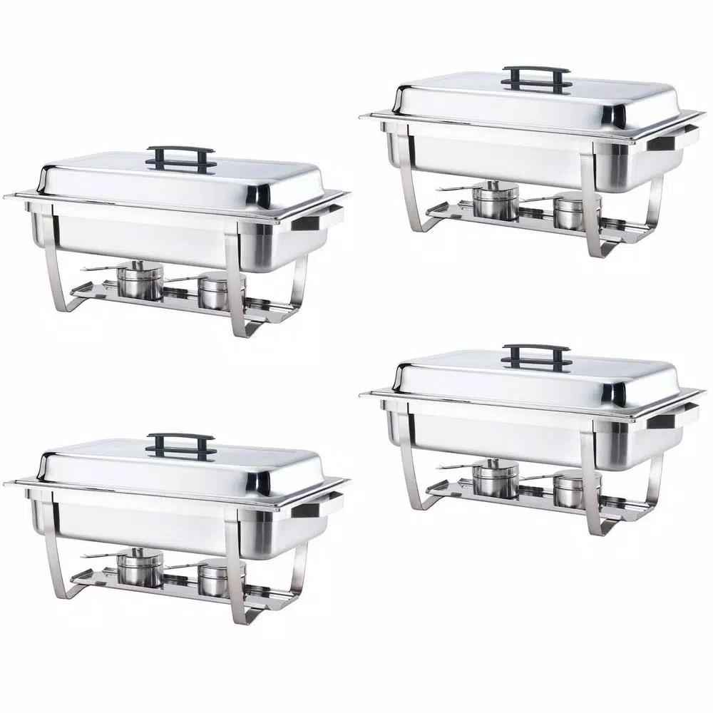 Alpha Living 8 Qt. Stainless Steel Chafing Dish Set of 4, Foldable Frame Buffet Server