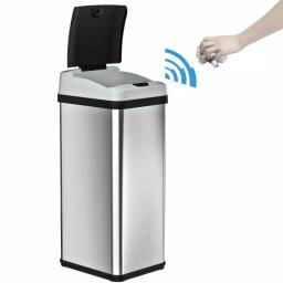 iTouchless Platinum Edition 13 Gal. Stainless Steel Touchless Motion Sensing Trash Can with Extra-Wide Opening thumbnail 2