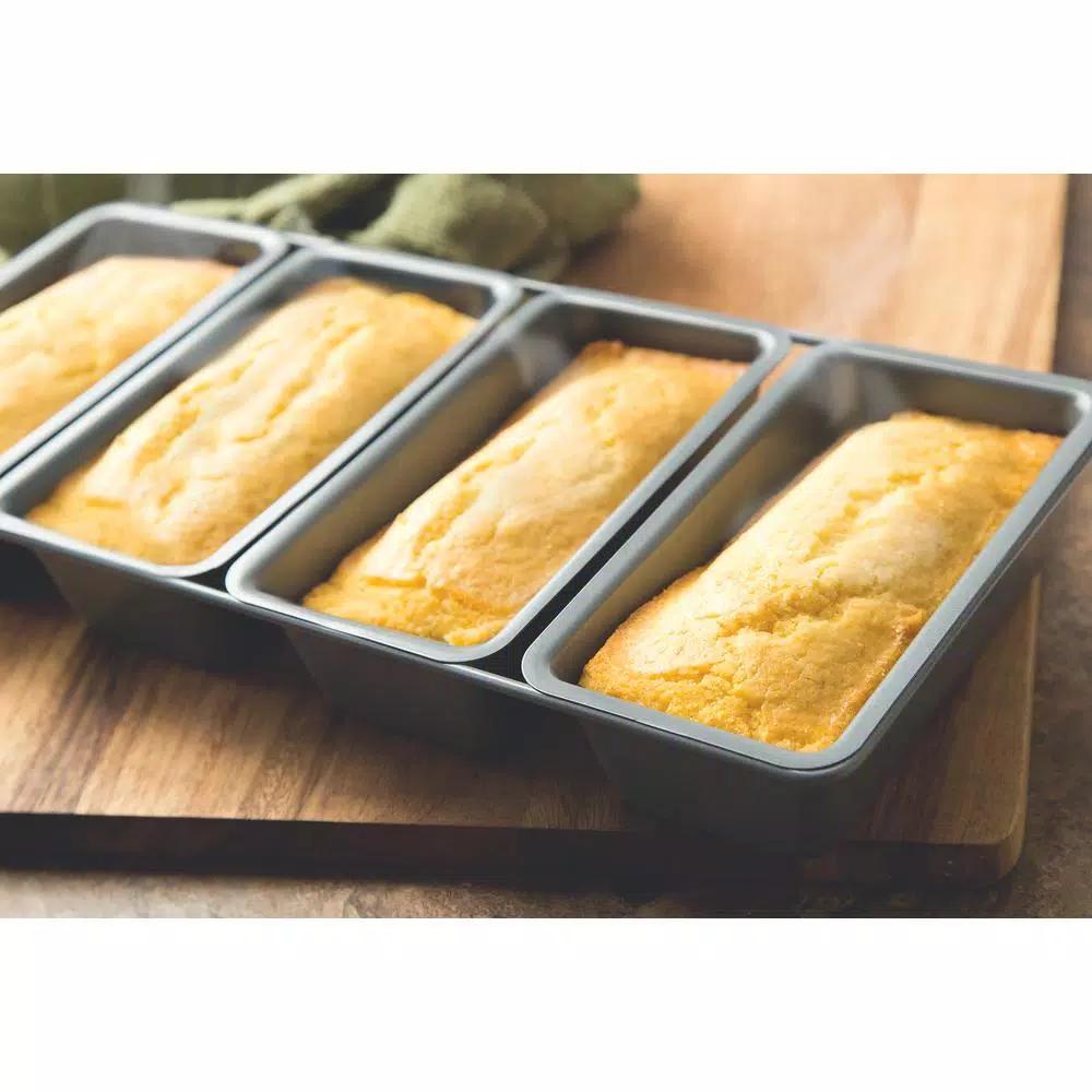 Fox Run Preferred Non-Stick Linked Loaf Pan, 4-Cavity Mini Loaf Baker