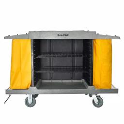 Alpine Industries 2-Wire Shelf Janitorial Cleaning Cart with 2 Yellow Vinyl Bags thumbnail 3