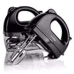 Ovente HM161 5-Speed Electric Hand Mixer, 150W, with Stainless Steel Chrome Beaters and Snap-On Storage Case, Black thumbnail 1