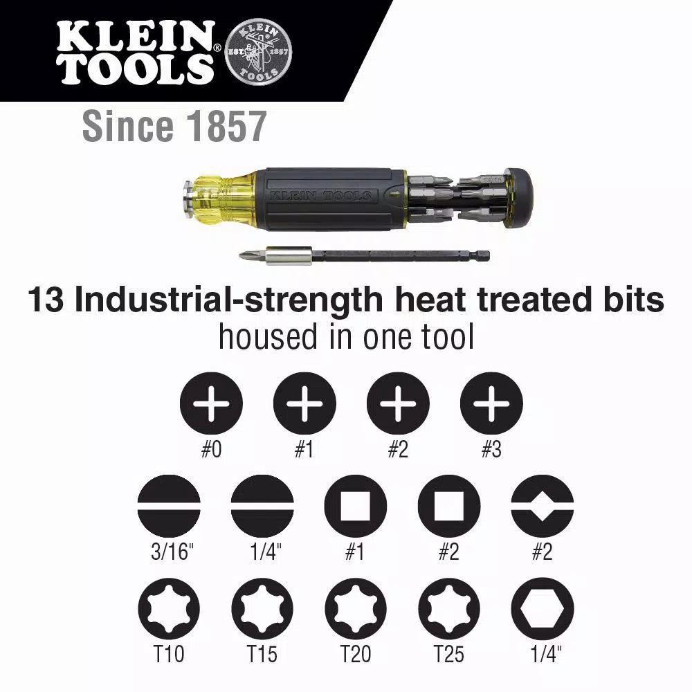 Klein Tools 14-in-1 Multi-Bit Adjustable Length Screwdriver with Impact Rated Blade