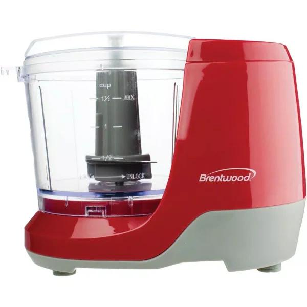Brentwood Appliances MC-109R 1.5 Cup Mini Food Chopper and Slicer, Red