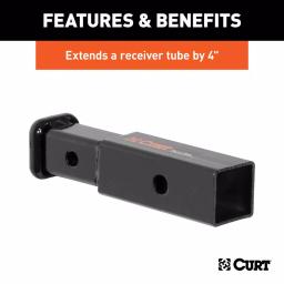 CURT Receiver Tube Adapter, 2" to 1-1/4" Shank, 4" Extension, 3,500 lbs. GTW thumbnail 3