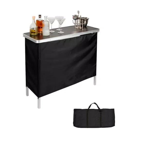 Trademark Innovations 39 in. Portable Bar Table with Black Skirt and Carrying Case