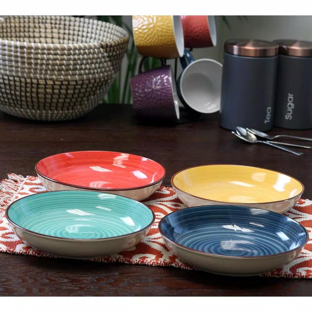 Gibson Home Color Speckle Assorted Stoneware Bowls, Set of 4, 24 oz