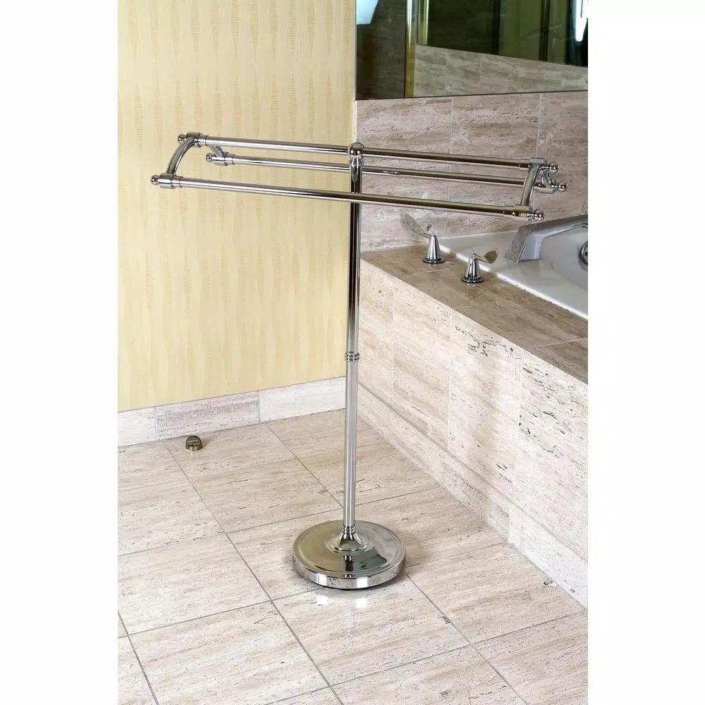 Kingston Brass Pedestal Round Plate Floor Standing Towel Rack - Polished Chrome