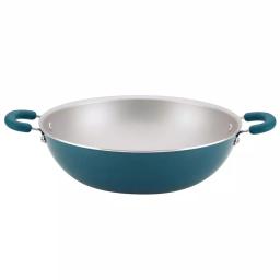 Rachael Ray Create Delicious 14.25-Inch Aluminum Nonstick Wok, Teal Shimmer thumbnail 1