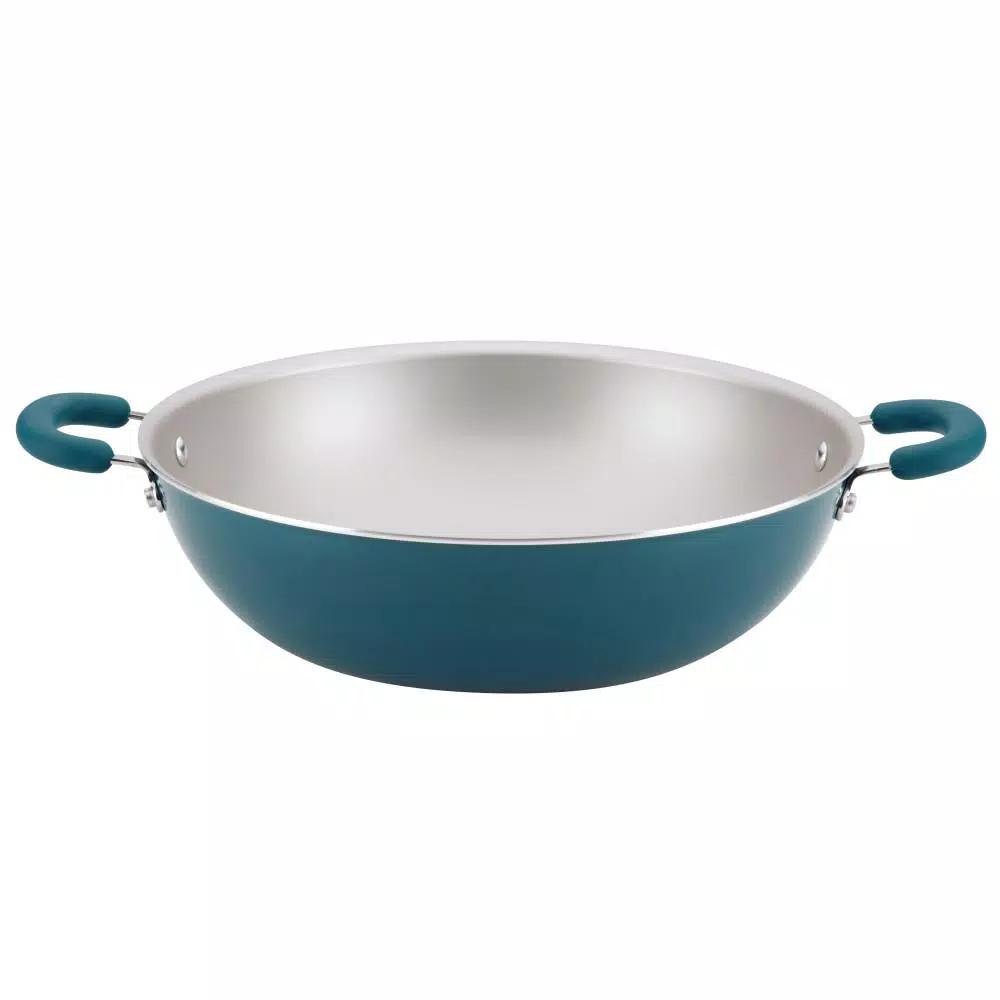 Rachael Ray Create Delicious 14.25-Inch Aluminum Nonstick Wok, Teal Shimmer