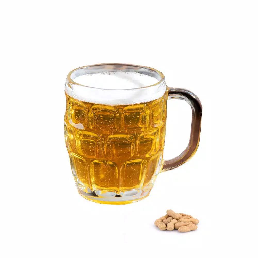 LavoHome 16 oz Clear Dimple Stein Beer Glass Mugs with Large Handle, Set of 6