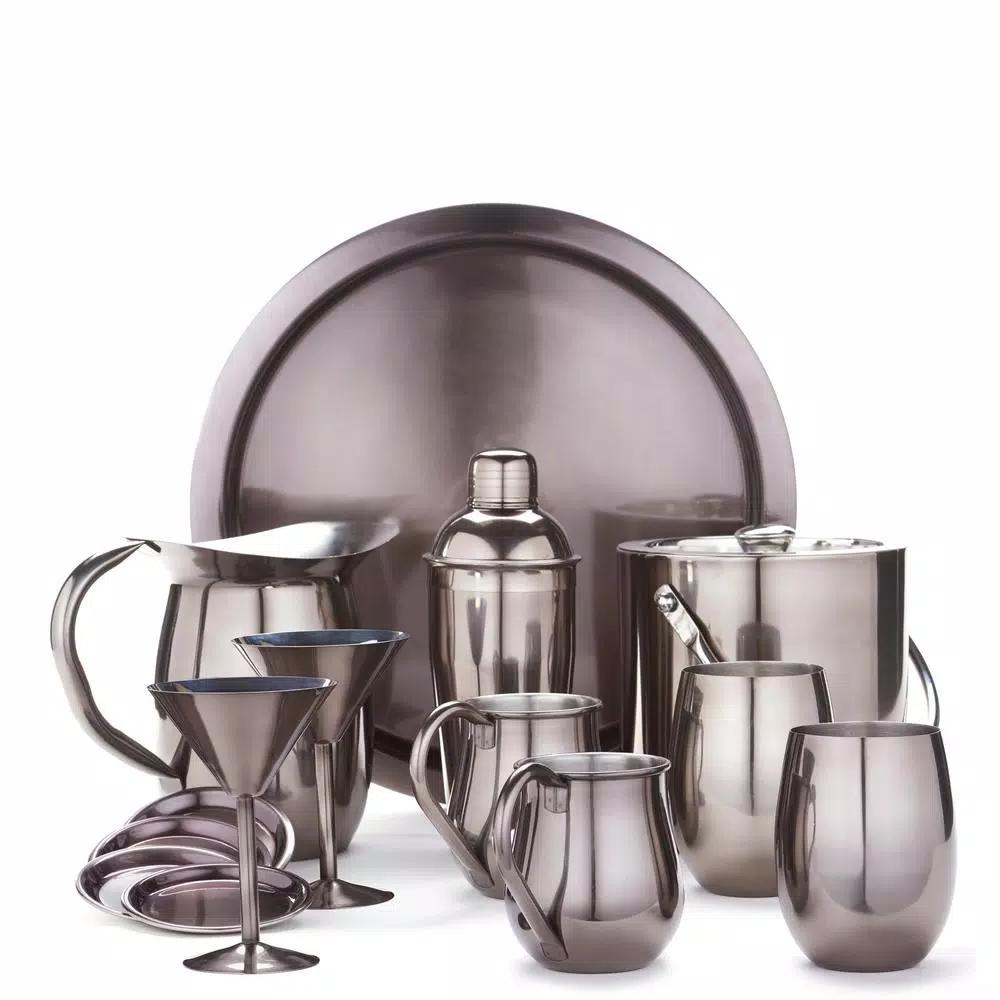 Old Dutch Gunmetal Stainless Steel Water Pitcher, 2 Qt. (64 fl. oz.)