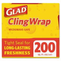 Glad 12 in. x 200 ft. Clear Plastic Cling Wrap, 12-Roll Case thumbnail 3