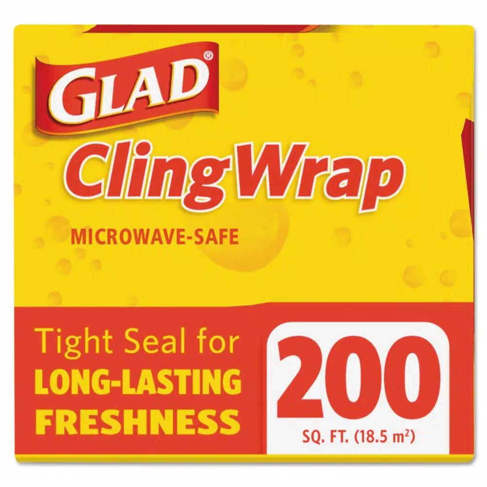 Glad 12 in. x 200 ft. Clear Plastic Cling Wrap, 12-Roll Case