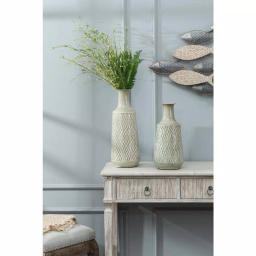 Winsome House 2-Piece Green-Gray Metal Damask Urn Vase Set thumbnail 6