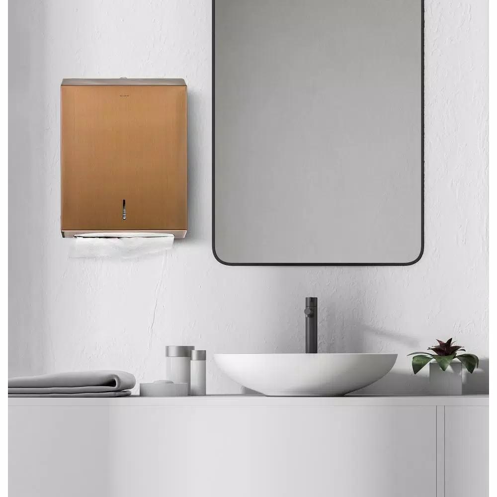 Alpine Industries Brushed Copper Stainless Steel C-Fold & Multi-Fold Paper Towel Dispenser