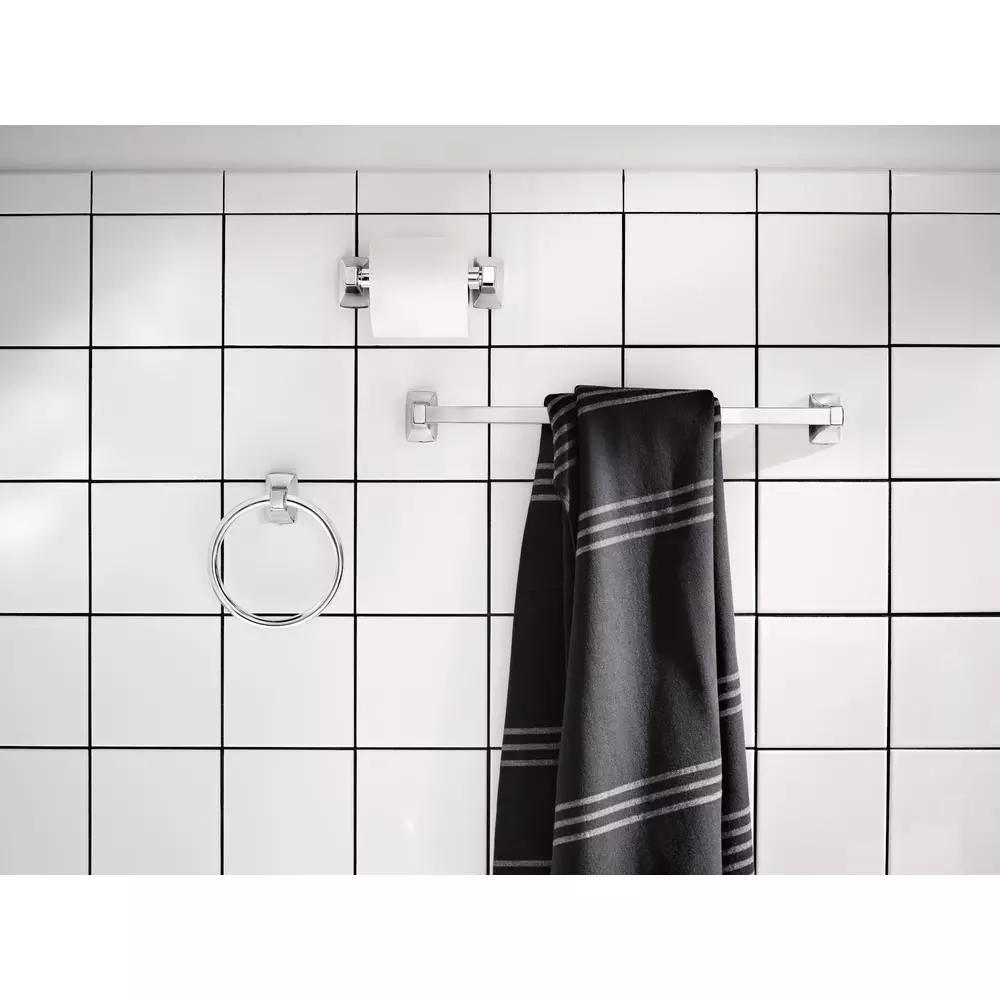 Unbranded Adler 3-Piece Chrome Bathroom Hardware Set with Adjustable 18-24 in. Towel Bar