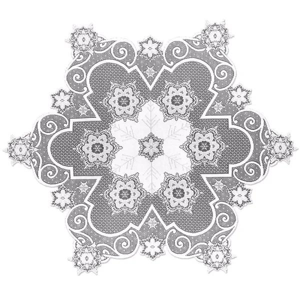Heritage Lace Snowflake 47 in. White Floral Polyester Round Table Topper