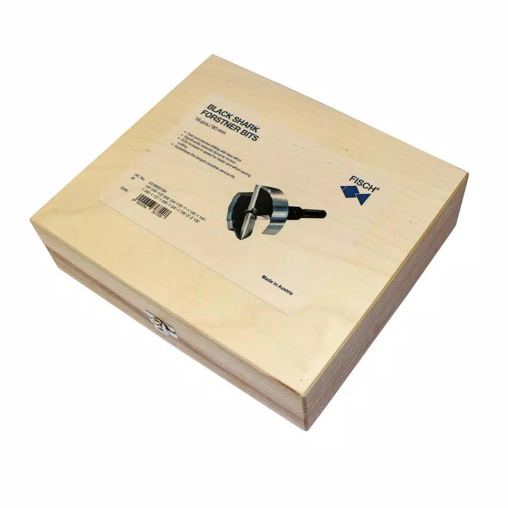 Fisch Black Shark Forstner Bit Set, 16-Piece, High Speed Steel, 1/4 in. to 2-1/8 in.