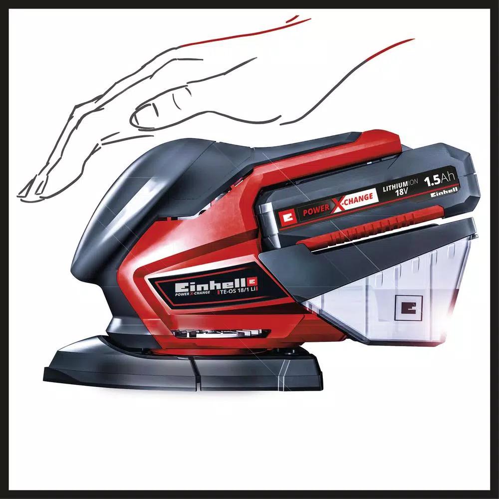 Einhell PXC 18V Cordless Compact Detail Palm Sheet Sander Kit with 2.0 Ah Battery and Fast Charger