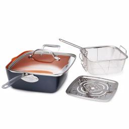 Gotham Steel 9.5 in. Ti-Ceramic Non-Stick Deep Square Fry Pan Set, 4-Piece thumbnail 1